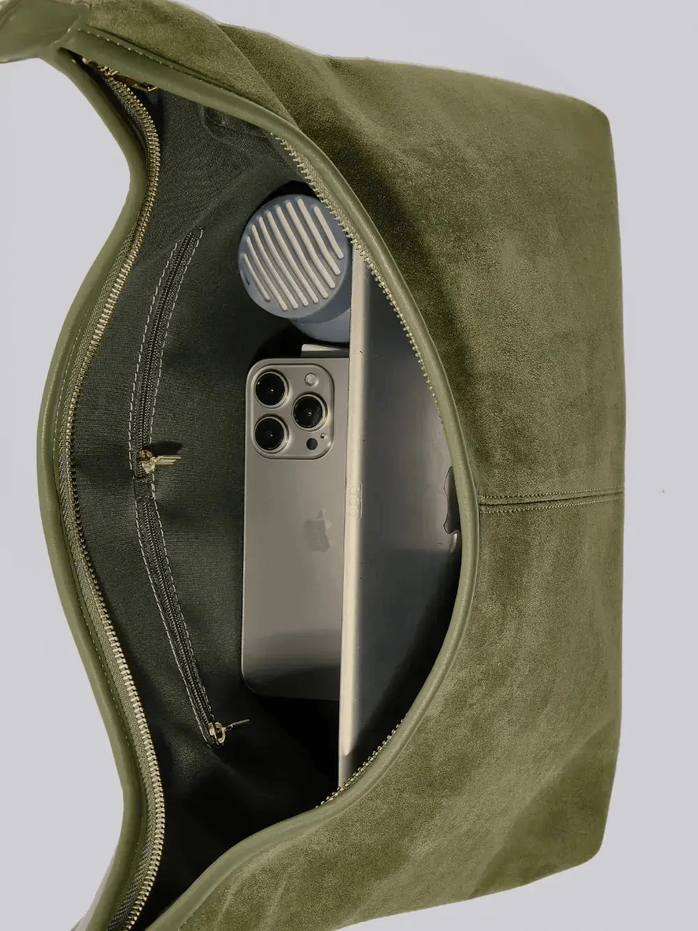 Suede Daily Leather Tote Noirvere