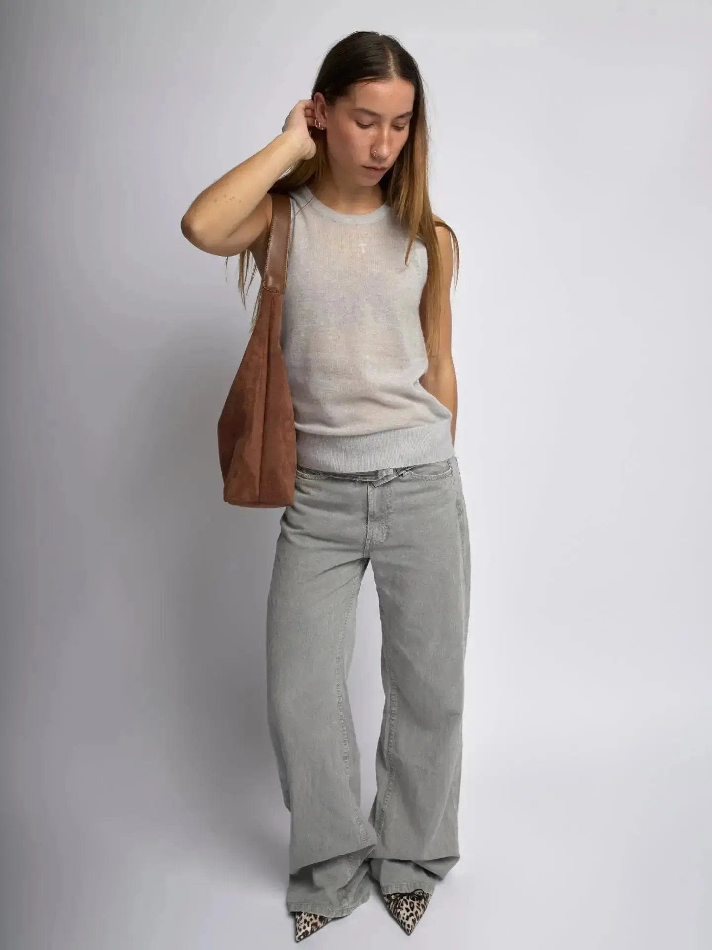 Suede Daily Leather Tote Noirvere