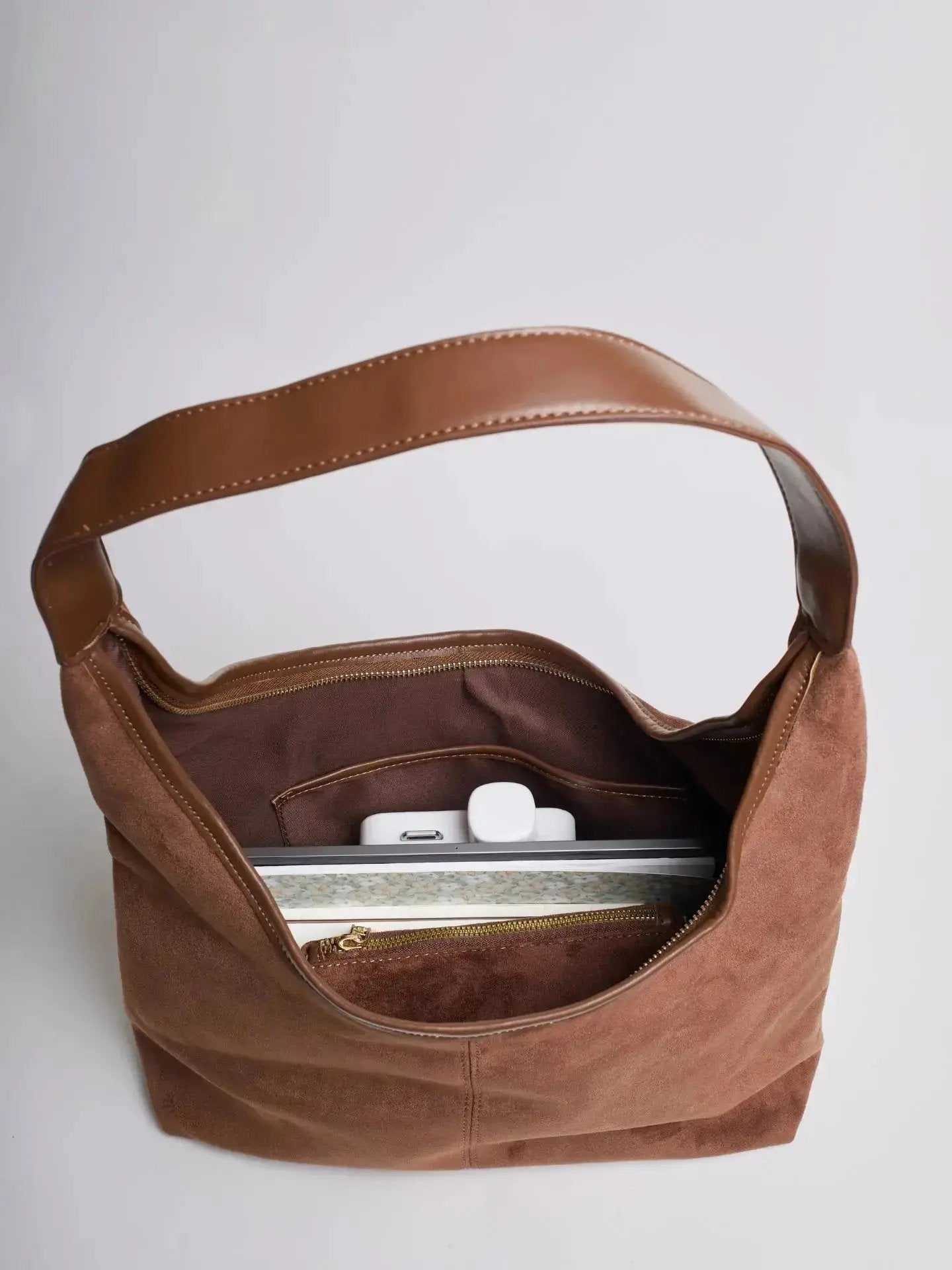 Suede Daily Leather Tote Noirvere