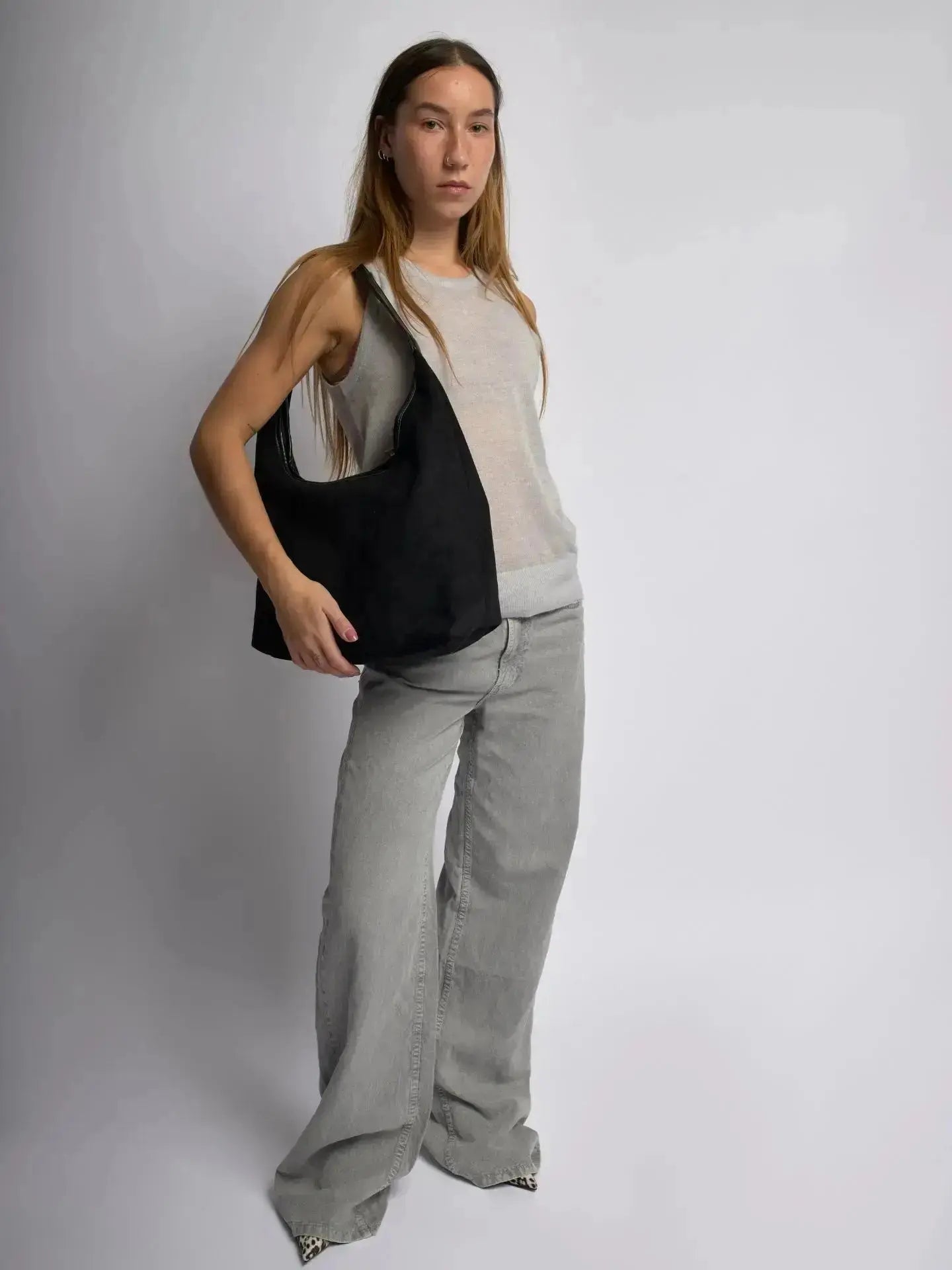 Suede Daily Leather Tote Noirvere