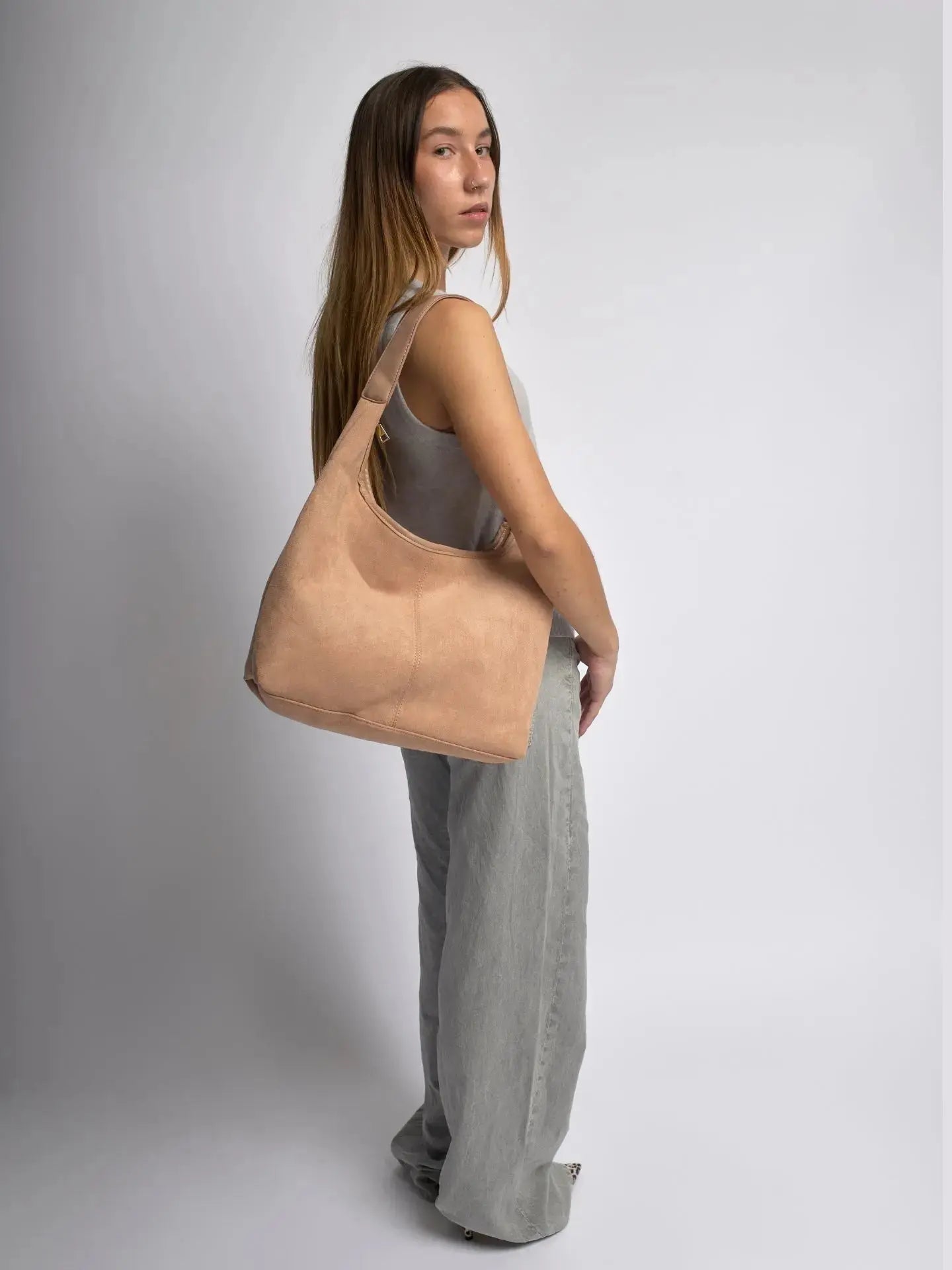 Suede Daily Leather Tote Noirvere