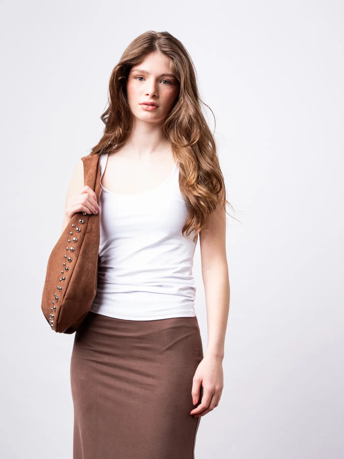 Studded Suede Shoulder Bag Noirvere