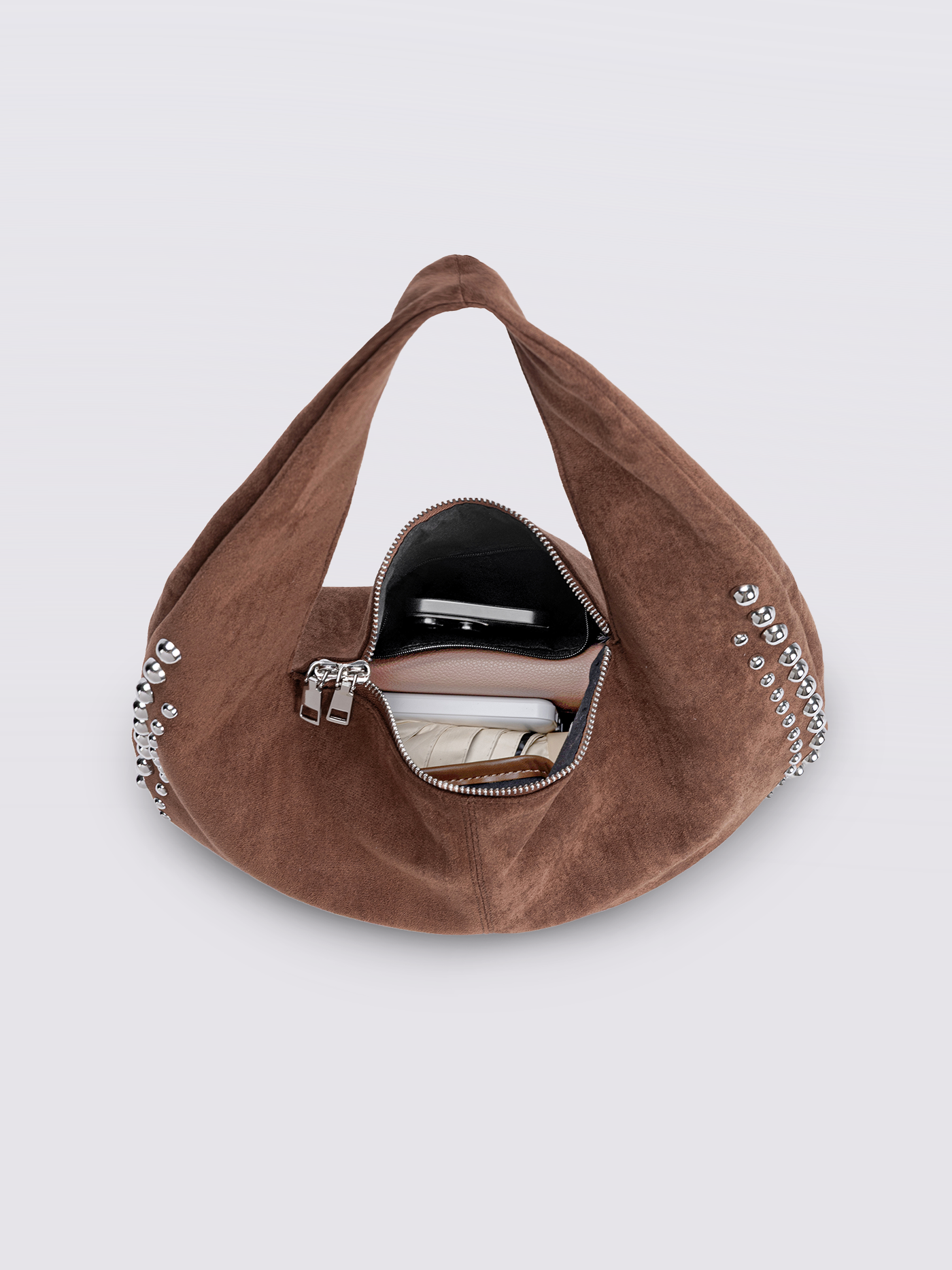 Studded Suede Shoulder Bag Noirvere