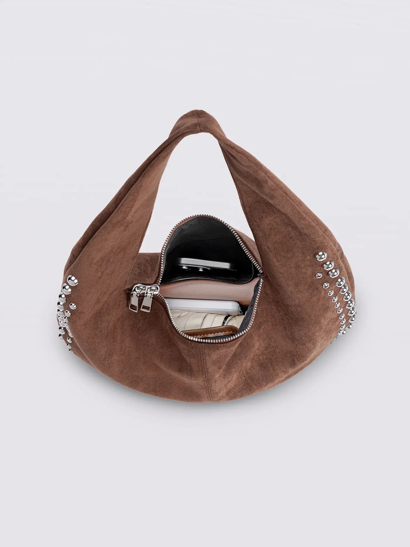 Studded Suede Shoulder Bag Noirvere