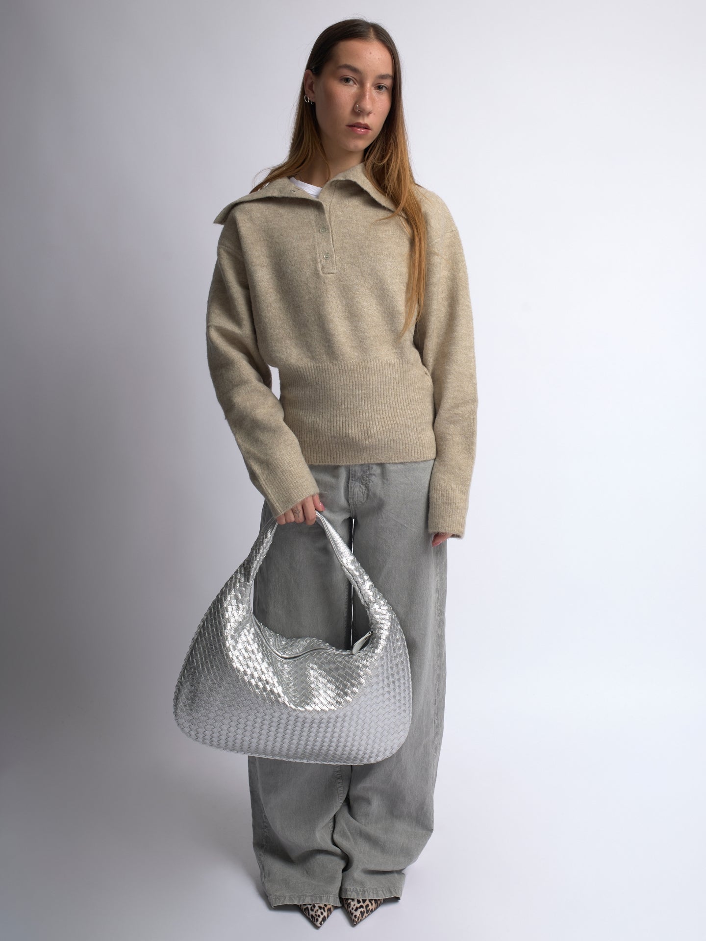 【WONDER WONDER】Vintage Raw Stone Satin Padded Shoulder Bag The One Shoulder Wonder