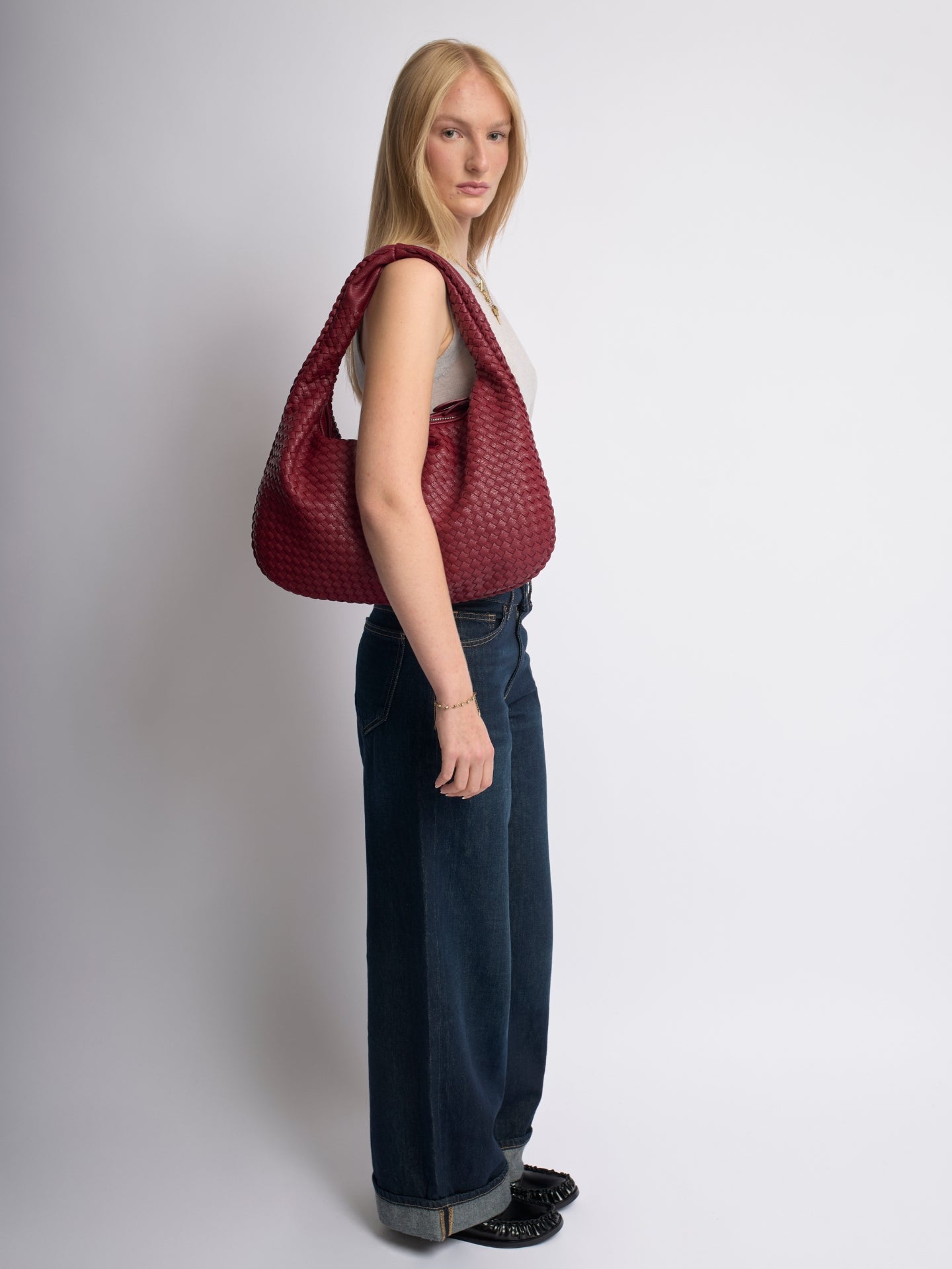 【WONDER WONDER】Vintage Raw Stone Satin Padded Shoulder Bag The One Shoulder Wonder